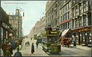 Impressions de Rue Sauchiehall - tram électrique, char à chevaux Images Liées Impressions: Glasgow / Rue de Sauchiehall