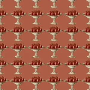 L'histoire Se Répète Impressions: Motif Répétitif - Compote de Pêches (fond rouge)