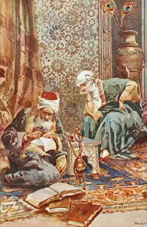 Ottoman Empire History Impressions: Interior of the Harem with a scribe