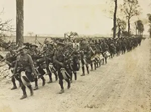 Trench Life During WW1 Impressions: Jocks being piped back after being in the trenches