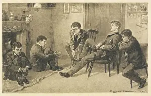 Impressions de Les réformateurs moraux, Beetle, Stalky et McTurk punissent les deux voyous en liant leurs mains à leurs pieds Rudyard Kipling Impressions: Rudyard Kipling / Les Aventures de Munière et ses amis / XIXe siècle