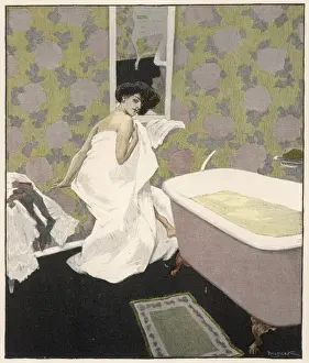 Young Woman In Bathroom Impressions: Lady in Bathroom C1908