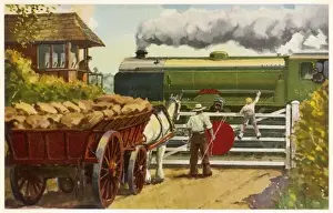 Vintage Railway Scene Impressions: At a Level Crossing