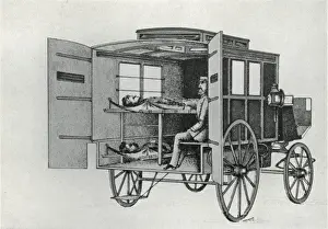Impressions de Le intérieur d'une des premières ambulance opérées par le London Metropolitan Asylums Board dans les années 80 pour transporter malades de fièvre et variole aux hôpitaux du conseil Hôpital Impressions: Première ambulance intérieure MAB