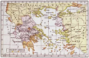 Impressions de Carte montrant l'étendue de l'Empire grec et les territoires environnants Grèce Impressions: Carte de la Grèce antique
