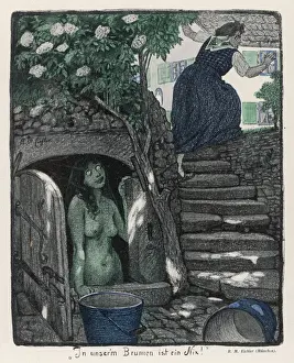Germanic Mythology Art Impressions: Nixie in the Well