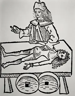 Opération calcul de la vésicule biliaire. Xilographie. Hort.