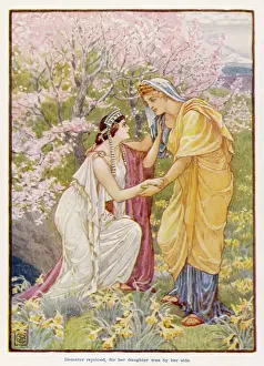Impressions de Perséphone (Prosérpine est réunie avec sa mère Déméter Cérès jusqu'au printemps et à l'été. Elle revient cependant chez son époux Pluton, Hades chaque automne et hiver Grèce Impressions: Pér Séphaline et Démétrion