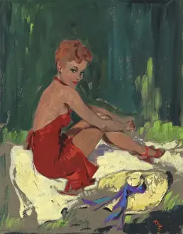 David Wright Art Impressions: Pin-up sunbathing by David Wright
