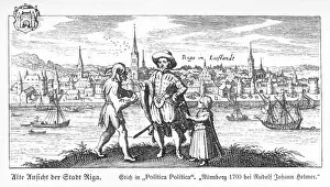 Impressions de Vue générale de Riga dans la région de Lettonie qui faisait partie à l'époque de la Russie Lettonie Impressions: Riga en 1700