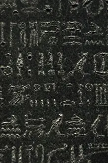 British Museum London Collection Impressions: The Rosetta Stone. Hieroglyphic scripture