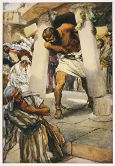 Historical Biblical Events Impressions: Samson Pulls down Temple