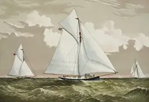 Yacht Racing History Impressions: Sloop yachts Mischief and Atalanta in the race for The Ameri