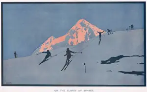 Historical Winter Scenes Impressions: On The Slopes At Sunset