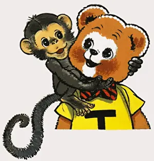 Teddy Bear Illustration Impressions: Teddy Bear with Monkey