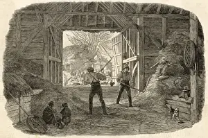 Historical Farming Practices UK Impressions: Threshing, Britain