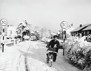 Scène D'hiver Impressions: Le postier dans la neige