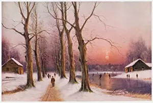 Winter Landscape Painting Impressions: Wintry Sunset