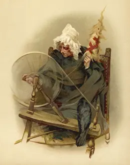 Vintage Style Illustrations Impressions: Witch and Crow