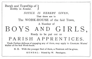 Westmorland Impressions: Billet de l'Apprenti au Puits Public à Kendal, Cumbre Occidentale