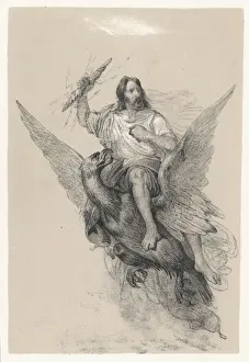 Ancient Greek Art Prints Impressions: Zeus on his eagle with thunderbolt in hand