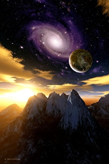 Extrasolar Planet Impressions: Alien sky at sunset, computer artwork