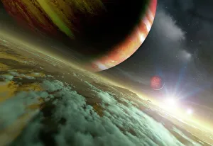 Space Exploration Photography Impressions: Alpha Centauri binary stars and planets