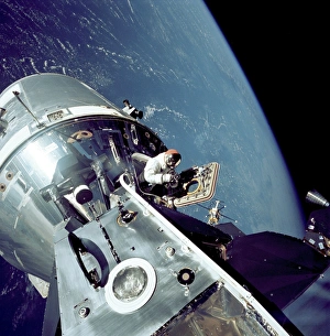 Space Exploration History Impressions: Apollo 9 docked command module in orbit C014 / 4702