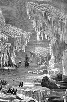 Impressions de L'exploration arctique. L'art du XIXe siècle représentant deux navires explorant l'Arctique Images datées de 2005 août: Exploration polaire du XIXe siècle