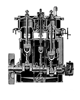Impressions de Le moteur à vapeur Belliss et Morcom. Artwork de coupe d'un axe avant sur un double-acte motorel à vapeur Images datées de 2007 novembre: Moteur à vapeur Belliss et Morcom