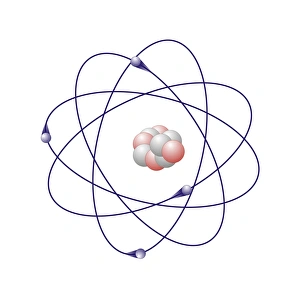 Impressions de Le béryllium possède cinq neutres blancs et quatre noyaux de proton rose dans son noyau. L'atome a également quatre électrons bleus qui orbent autour du noyau Images datées de 2010 novembre: Modèle atomique de Béryllieum