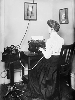 Alexander Graham Bell Invention Impressions: Blind stenographer using dictaphone, 1911 C017 / 7865