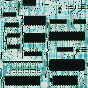 Computer Circuit Board Impressions: Circuit board with microprocessors, etc