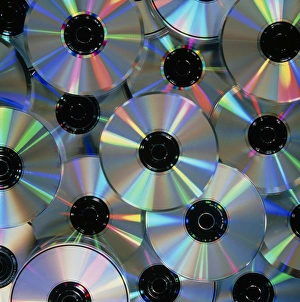 Data Storage Devices Impressions: Compact discs with light interference patterns