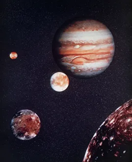 Planetary Science Images Impressions: Composite image of Jupiter & four of its moons