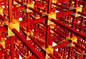 Abstract Computer Art Impressions: Computer artwork of a grid or network