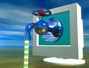 High Tech Communications Impressions: Computer artwork of information from computer