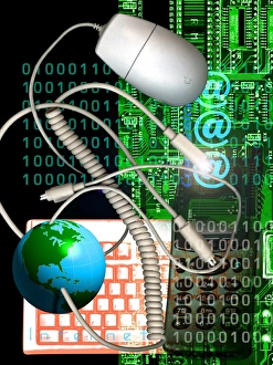 High Tech Communications Impressions: Computer artwork of internet communication