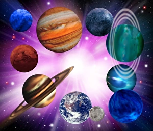 Astronomy Images Online Impressions: Computer artwork of planets on a large explosion