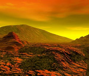 Système Solaire Impressions: Artwork informatique de la surface de Vénus.