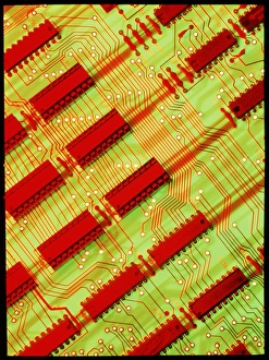 Circuit Board Design Impressions: Computer circuit board with microchips
