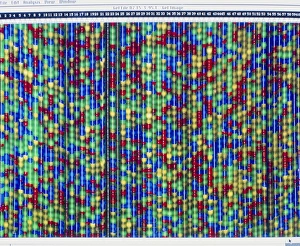 DNA Sequencing Impressions: Computer screen display of DNA sequencing pattern