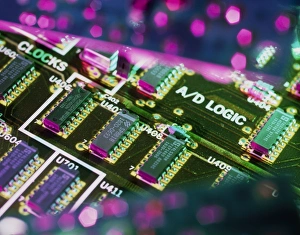 Circuit Board Components Impressions: Electronic circuit board from a computer