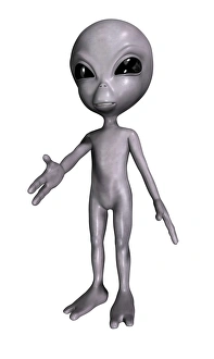Impressions de Alien amical étendant la main dans un geste de paix, œuvre d'art informatique Images datées de 2008 février: Alien amical, œuvre d'art