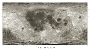 Impressions de Carte lunaire. Carte montrant la face proche et lointaine de la Lune sur la base des données obtenues par les sondes spatiales non équipées américaines qui ont orbité autour de la Lune au début du Images datées de 2012 janvier: Carte lunaire