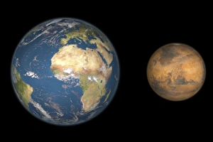 Space Exploration Images Impressions: Mars and Earth compared, artwork