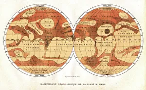 Impressions de Carte du Mars publiée à Paris en 1881 Images datées de 2003 novembre: Carte de Mars en 1881