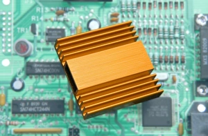 Circuit Board Components Impressions: Microchip processor heat sink