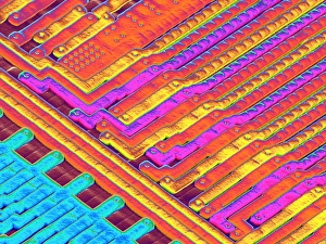 Scanning Electron Microscopy Images Impressions: Microchip surface, SEM