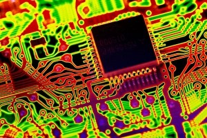 Circuit Board Design Impressions: Microprocessor chip, computer artwork
